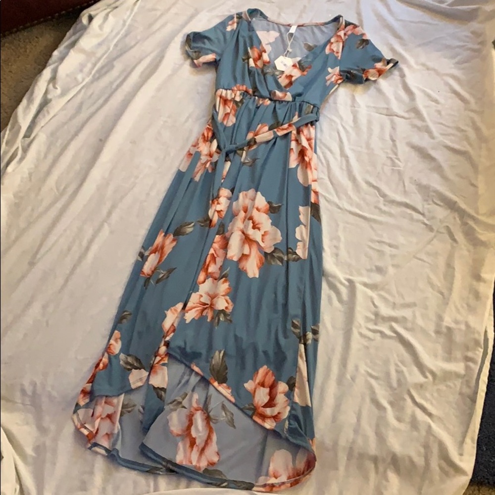 Light Blue Floral Maternity Dress